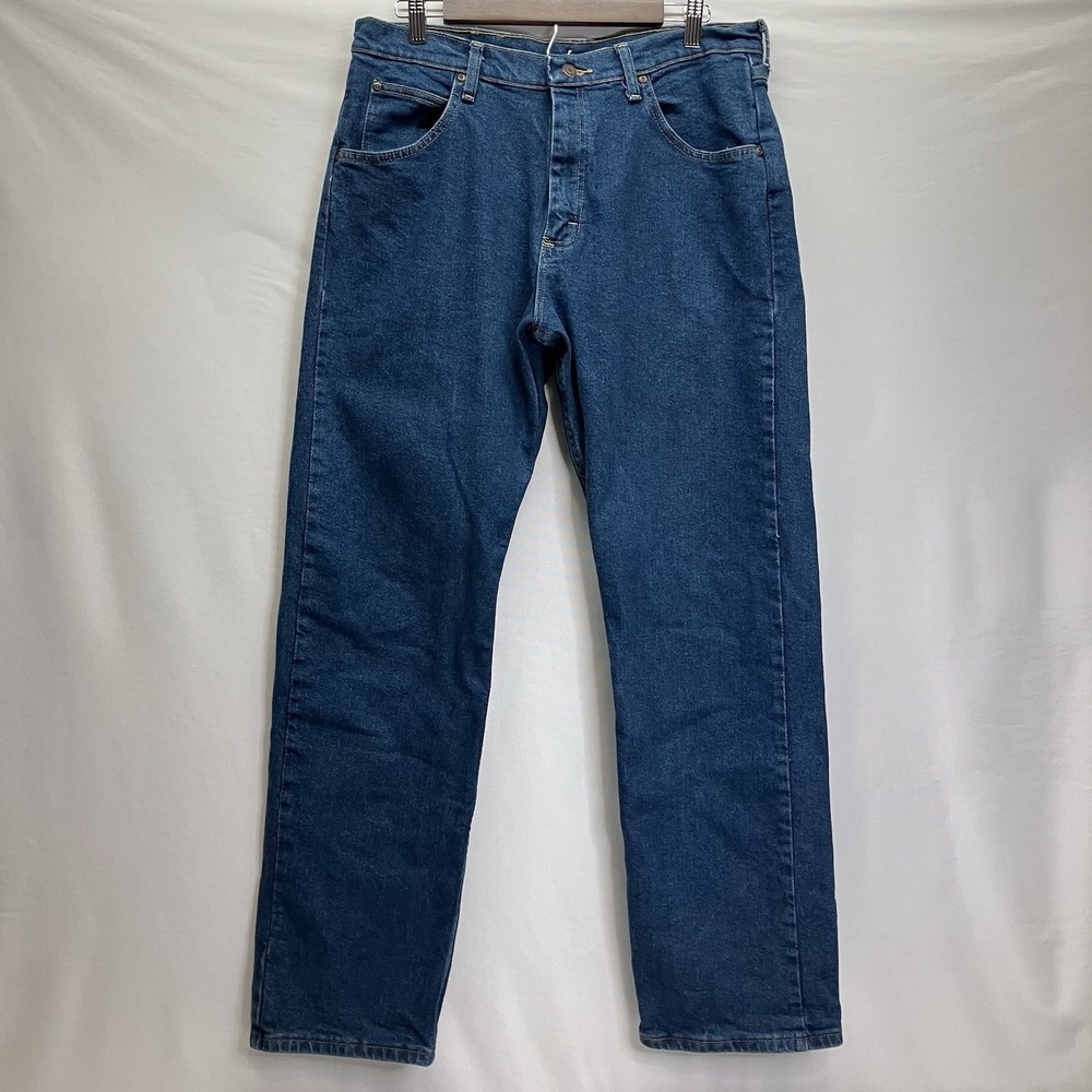 Wrangler Mens Blue Medium‎ Wash Straight Leg Jeans 34x32
